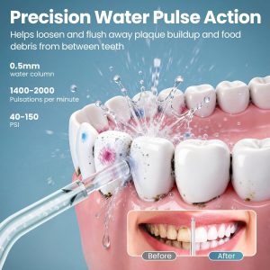 Onlyone Water Flosser with Adjustable Water Pressure for Daily Oral Care Rechargeable Portable Oral Irrigator for Orthodontic & Sensitive Gums, Cordless for Home and Travel Use,300ML Larger Tank - 图片 3
