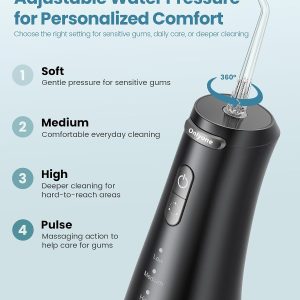 Onlyone Water Flosser with Adjustable Water Pressure for Daily Oral Care Rechargeable Portable Oral Irrigator for Orthodontic & Sensitive Gums, Cordless for Home and Travel Use,300ML Larger Tank - 图片 2