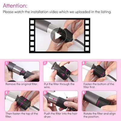 Outer Filter Cage Replacement for Dyson Supersonic Hair Dryer HD01 HD03 HD07 HD08 Filter Cover Metallic Gray — view 2