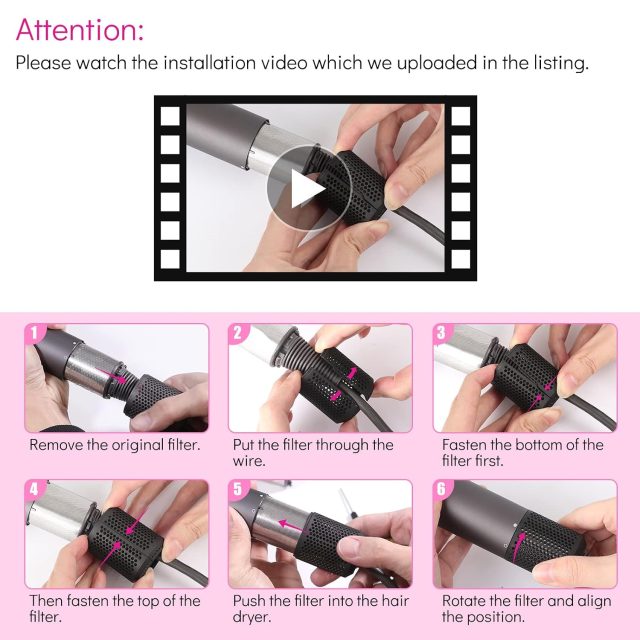 Outer Filter Cage Replacement for Dyson Supersonic Hair Dryer HD01 HD03 HD07 HD08 Filter Cover Metallic Gray — view 2